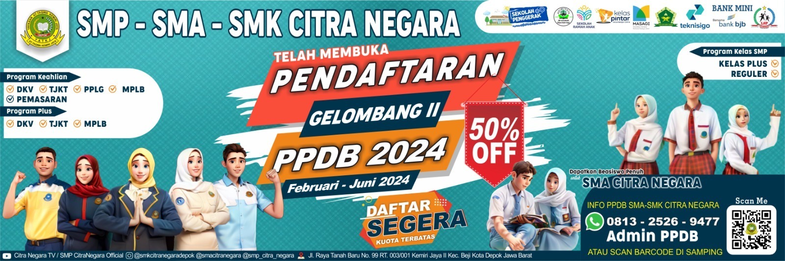 PPDB 2024 – Pendaftaran Gelombang 2 Periode Februari Sampai Juni (Diskon 50%)