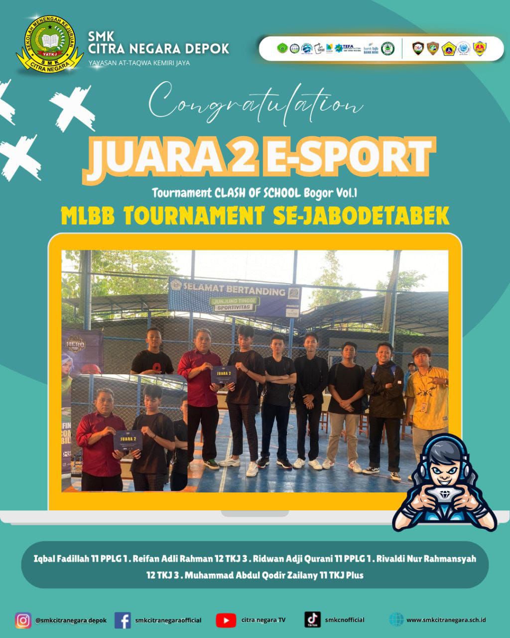 JUARA 2 E-SPORT MLBB TOURNAMENT SE-JABODETABEK CLASH OF SCHOOL BOGOR VOL 1