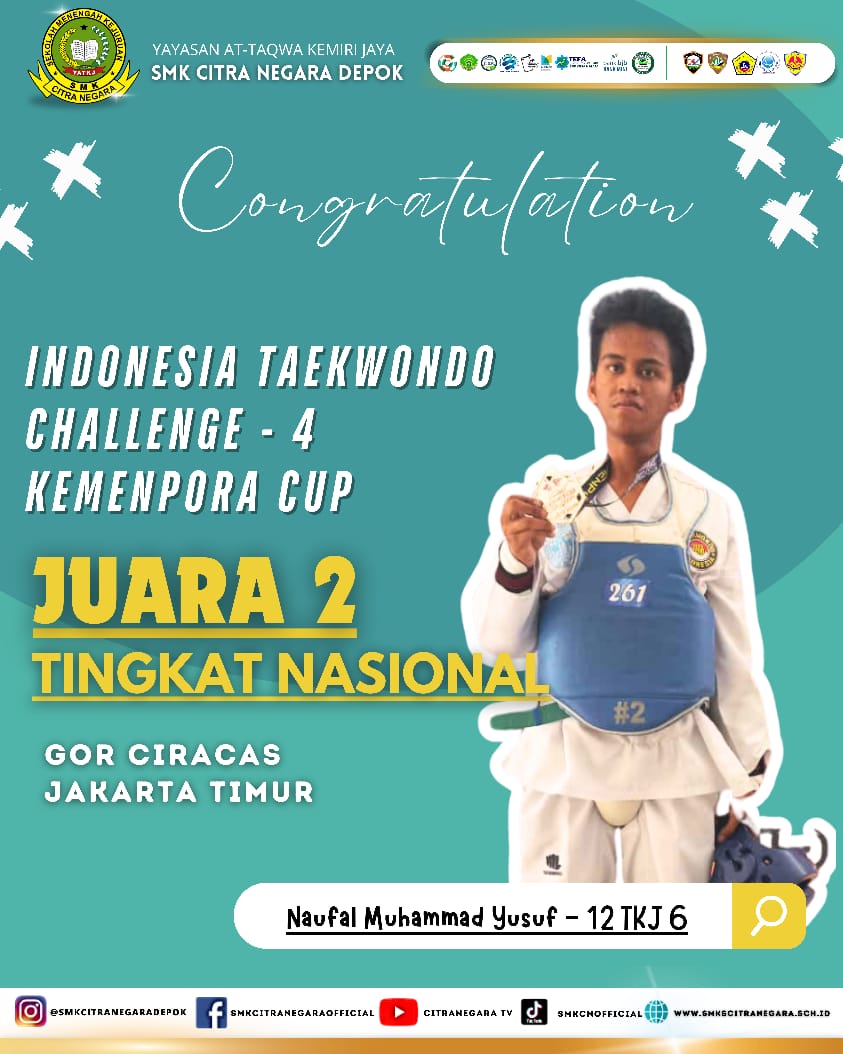 JUARA 2 TINGKAT NASIONAL – INDONESIA TAEKWONDO CHALLENGE-4 KEMENPORA CUP 2024