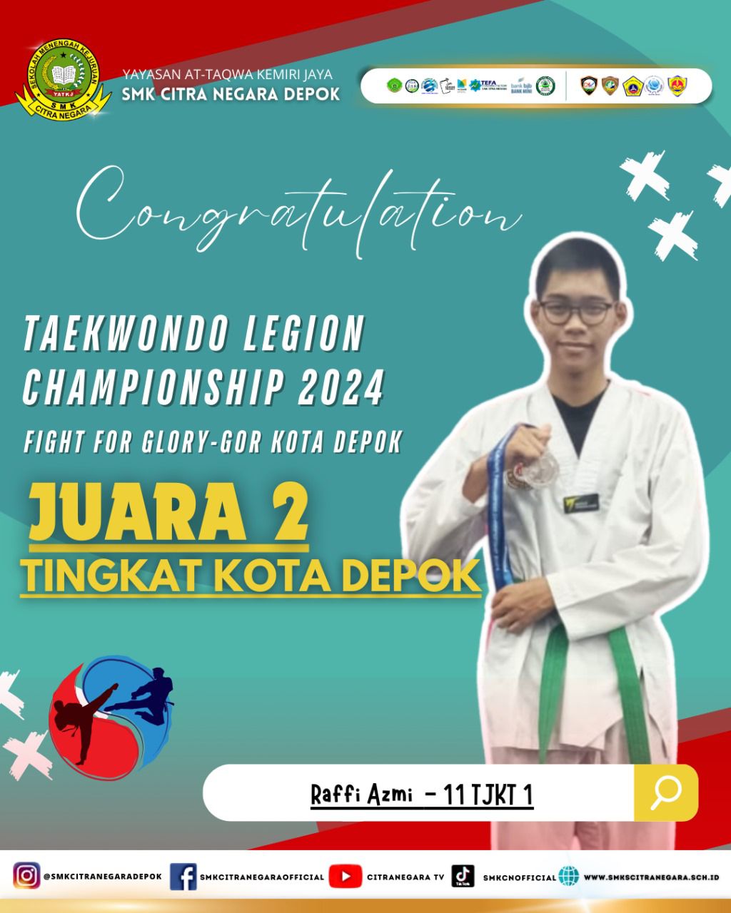 JUARA 2 TINGKAT KOTA DEPOK – TAEKWONDO LEGION CHAMPIONSHIP 2024