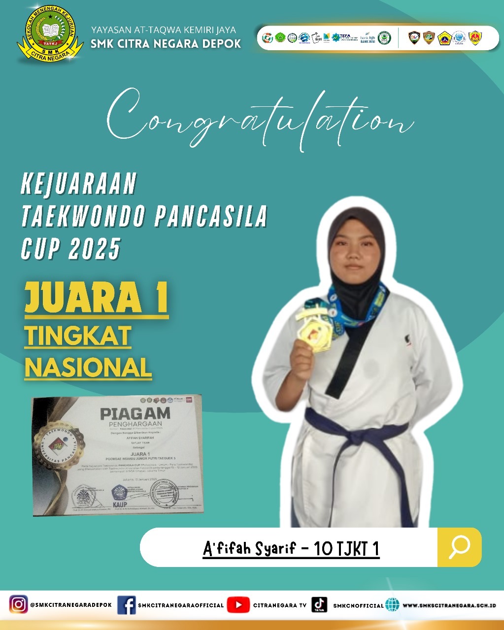 JUARA 1 TINGKAT NASIONAL – TAEKWONDO PANCASILA CUP 2025