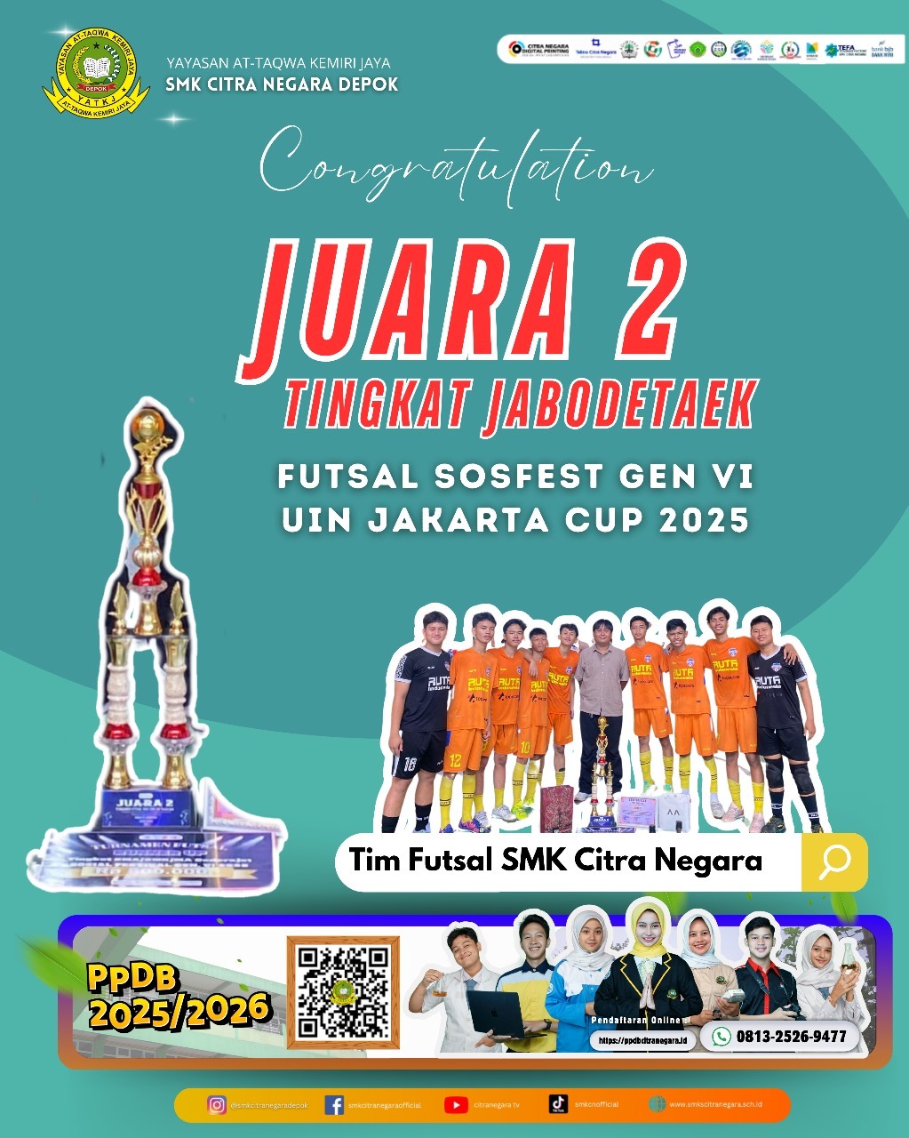 JUARA 2 TINGKAT JABODETABEK – FUTSAL SOSFET GEN IV UIN JAKARTA CUP 2025