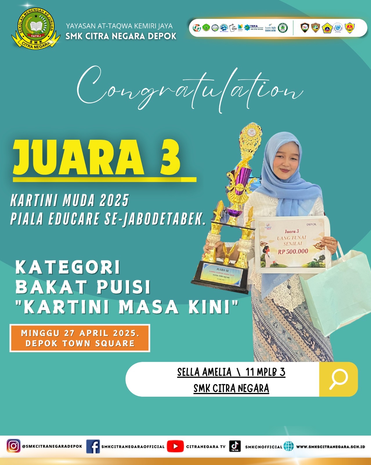 JUARA 3 PIALA EDUCARE TINGKAT SEJABODETABEK – KARTINI MUDA 2025