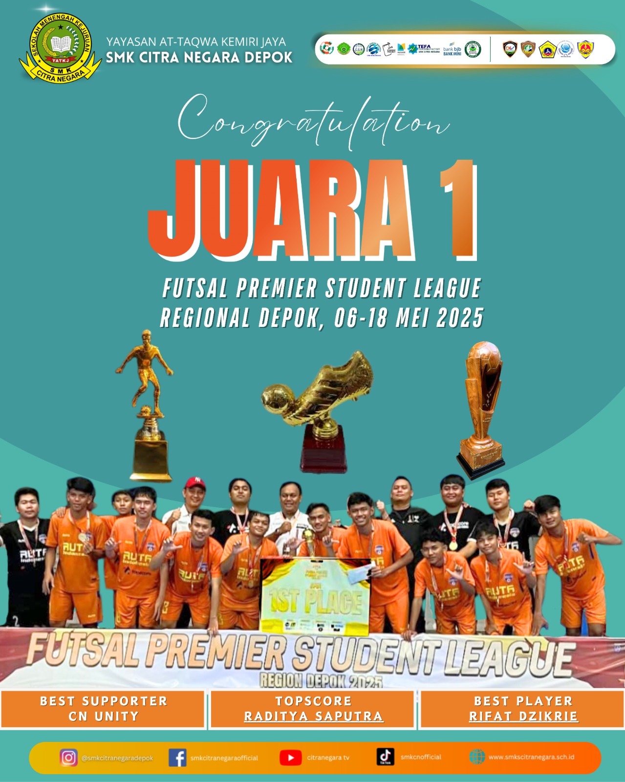 JUARA 1 FUTSAL PREMIER STUDENT LEAGUE REGIONAL DEPOK