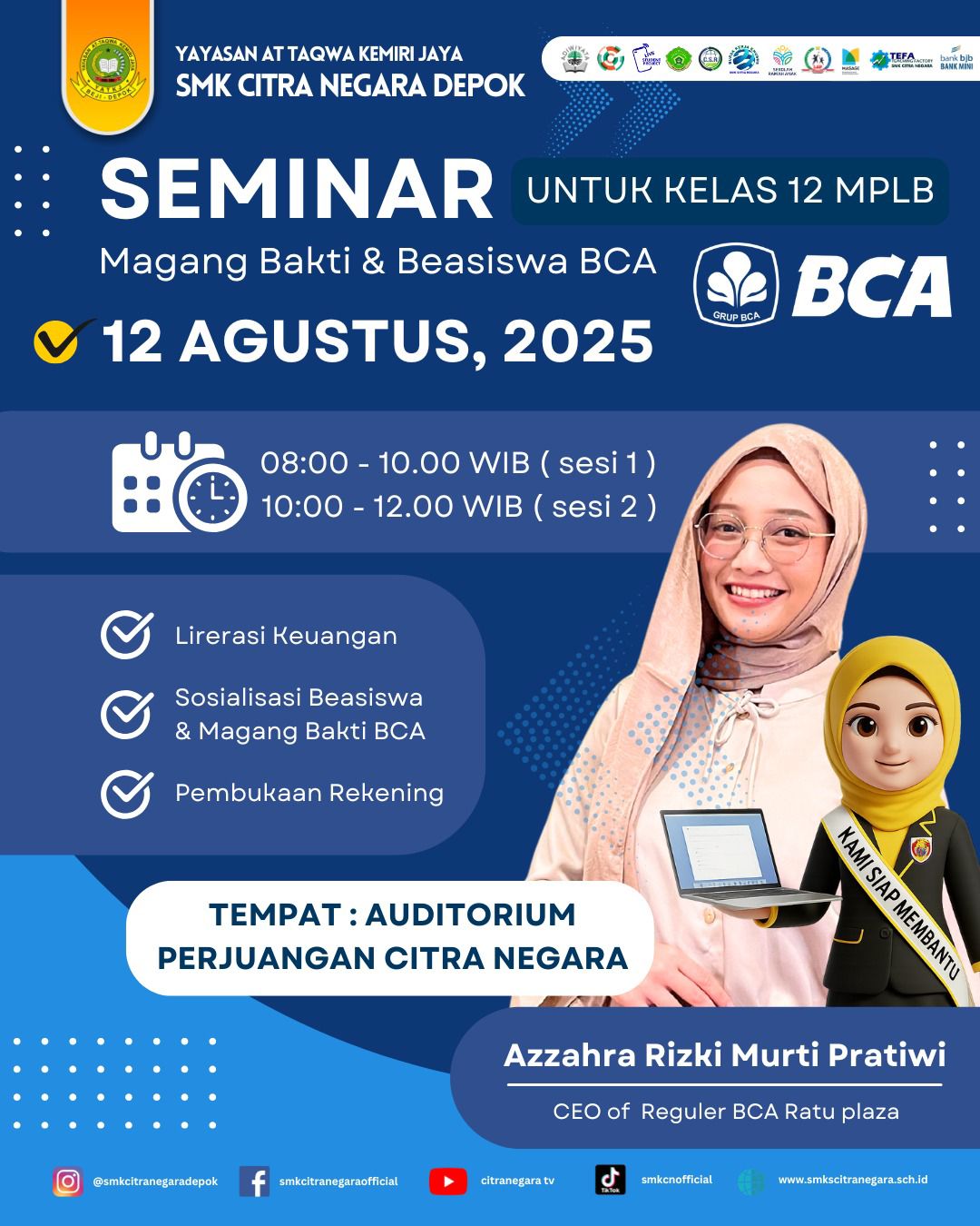 Persiapan Karir dan Masa Depan, SMK Citra Negara Hadirkan Seminar Magang Bakti & Beasiswa dari BCA