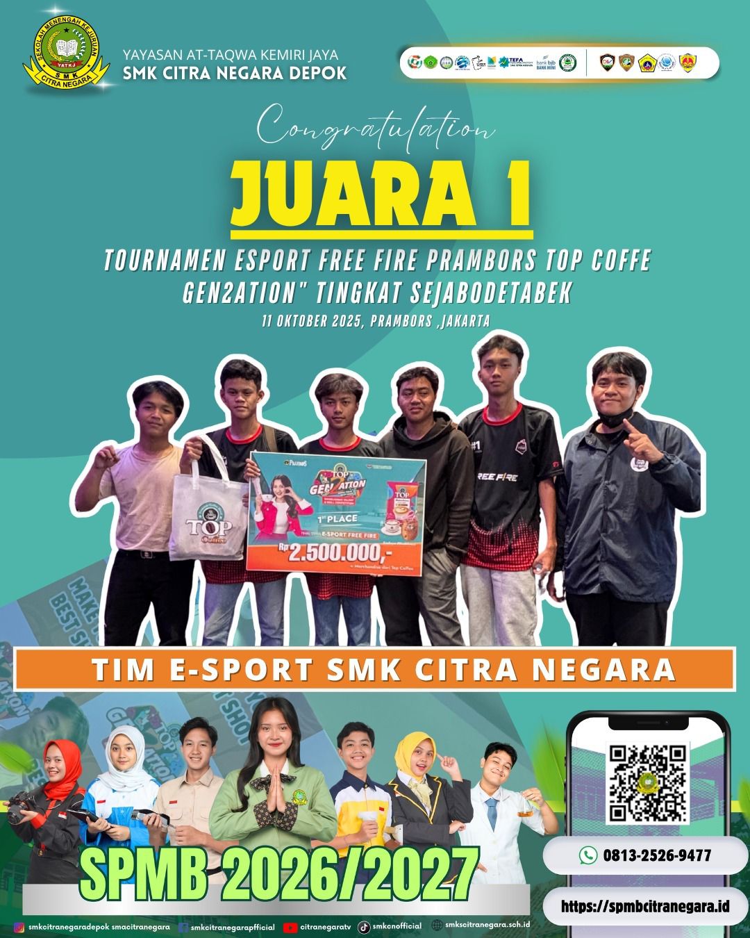 JUARA 1 SEJABODETABEK TOURNAMEN ESPORT FREE FIRE PRAMBORS TOP COFFE GEN2ATION 2025