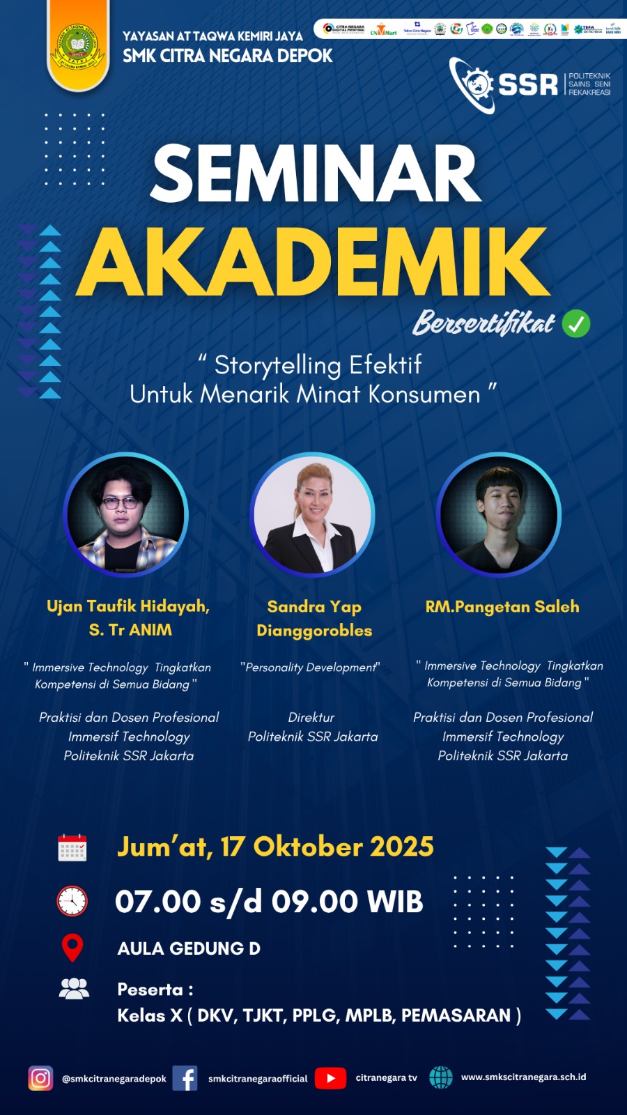 Siswa Kelas X Dibekali Ilmu Storytelling dan Immersive Technology di Seminar Akademik