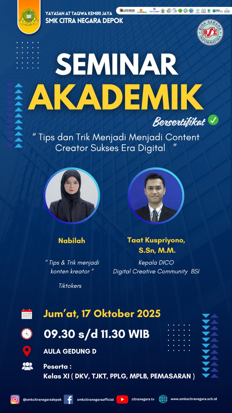 Belajar Jadi Content Creator Sukses, Siswa Kelas XI Dapatkan Tips Langsung dari Praktisi